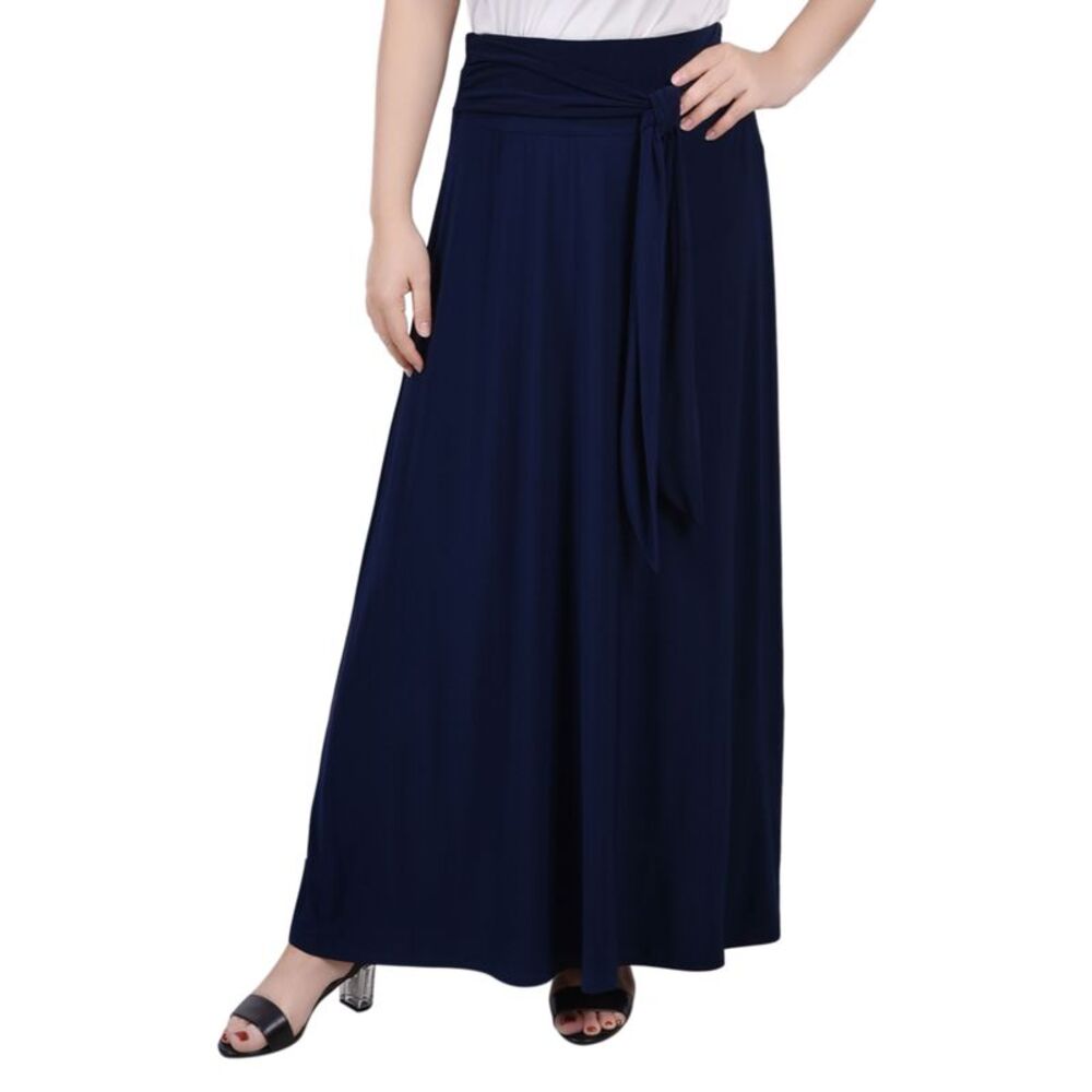 NY Collection Petite Maxi Skirt With Sash Waist Tie